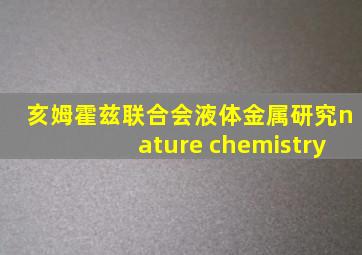 亥姆霍兹联合会液体金属研究nature chemistry